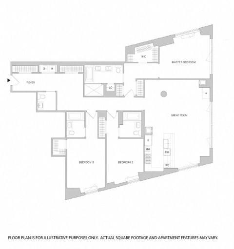 3 bed 3 half bath floor plan at The Aldyn, New York, NY